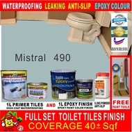 490 MISTRAL // FULL SET Epoxy Floor Coating ( FREE Tool Set ) ( 1L PRIMER WATERPROOF+1L EPOXY PAINT+0.5 KG ANTI-SLIP )