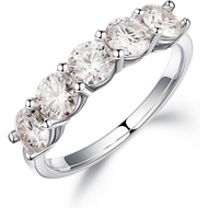 SMILEST 5 Stone Moissanite Rings for Women, 2ct D Color VVS1 Clarity Brilliant Round Lab Created Moi