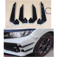 CIVIC FC TYPE R Front Bumper Lip Canards Splitter Fins Trim Throwing