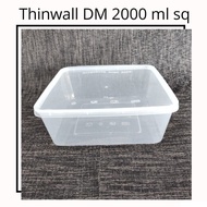 [ Promo] ( Isi 25 Pcs ) Thinwall Dm Uk 2000 Ml Sq - Food Container Dm