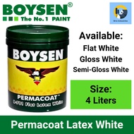 Boysen Permacoat Flat, Semi-Gloss and Gloss Latex White 4 Liters (Gallon) 100% Acrylic Paint