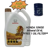 New Packing Honda SP 10W-30 Mineral Engine Oil 10W30 4L + FREE Honda Oil Filter (FOC)