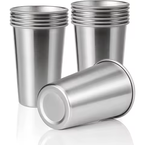 500ML Premium Stainless Steel Cup Healthy Unbreakable Pint Cup Stackable Metal Drinking Glasses Trav
