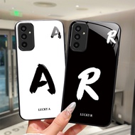 For Samsung Galaxy M13 M23 F23 Tempered Glass Phone Case For Samsung M13 M23 F23 Simple Lucky Initia