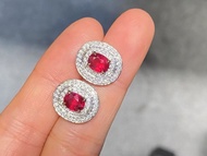 無燒鴿血紅寶石耳釘 2.08克拉