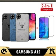 PAKET 2IN1 DEER Case Samsung A12 Softcase Casing + Tempered Glass