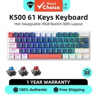 Machenike K500 B61 Mechanical K eyboard 60% Keys Wired Key board Hot-swappable RGB Backlit Gaming Ke