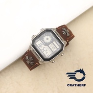 Replacement leather strap for Casio AE1200, AE1300, F108WH, F216H Rivet Handmade brown waxed cowhide