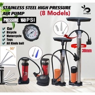 SIMJU Stainless Steel High Pressure Hand Pump Foot Pump 160PSI 120PSI / Pam Tayar Angin