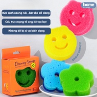 Home&more Smiley Face Dishwashing Sponge – No Odor, Easy to Clean – Change Hardness According to Tem