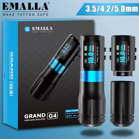 EMALLA GRAND G4 Wireless Tattoo Machine Pen 3.5mm 4.2mm 5.0mm Stroke Brushless Motor Tattoo Pen for 