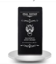 最終幻想Final Fantasy銀色狼頭標誌白色車邊防水長款皮夾 皮革長夾 長皮夾