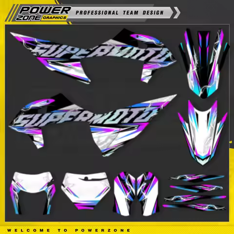 PowerZone Custom Team Graphics Backgrounds Decals Stickers Kit For KTM SX SXF MX 2019-2022 EXC XCW E