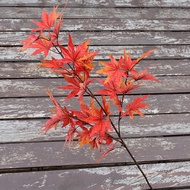 Single simulated maple leaf plastic glued fake branch red maple long branch flower arrangement decor