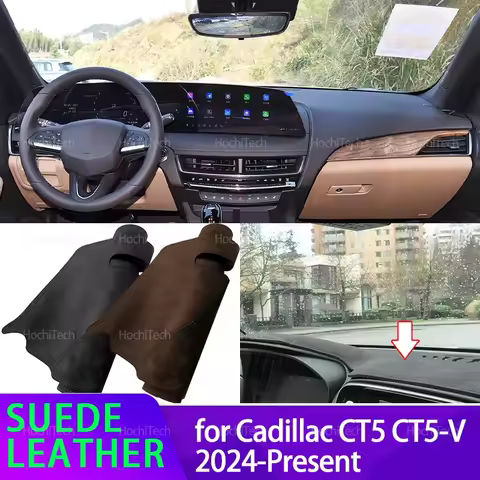 For Cadillac CT5 CT 5 CT5-V Blackwing 2024-Present Car Inner Black Suede Leather Dashboard Cover Das