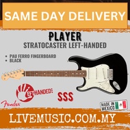 Fender Player Stratocaster Left-Handed Electric Guitar, Pau Ferro Fretboard - Black
