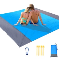 (ICTE) Beach Blanket 210 x 200cm Picnic Blanket Extra Large Waterproof Beach Mat with 4 Fixed Nails 