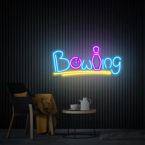 Bowling Neon Sign Bowling Alley Wall Decor Custom Home Gym Sign Bar Game Room Neon Personalized Gift