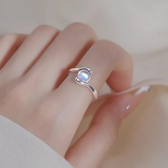 2025s925 Silver Moonstone Ring Light Luxury Niche Adjustable Index Finger Ring Valentine's Day Gift 