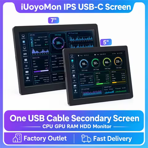 5 / 7 Inch IPS USB Secondary Screen 1024*600 ONE Cable AIDA64 Monitoring Display Support Desktop Ext