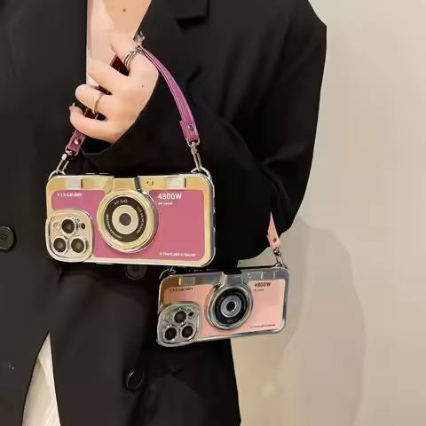 Retro Camera Emily In Paris Case For iPhone 17 14 15 13 12 pro 11 16 Pro Max Camera Phone PU Leather