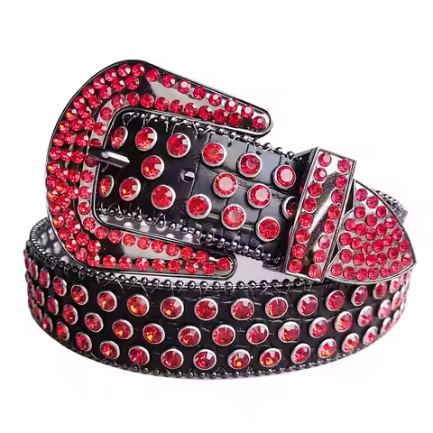 Needle Buckle Western Belt BB Simon Diamond Belt Women's Fashion Bead Decorative Belt Punk Jeans Bel