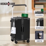 【TikTok】Swiss Army Knife Middle Width Pull Rod20Women's Ultra-Light Small Luggage Multi-Functional Suitcases Password Su