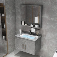 "Toilet Storage Cabinet With Mirror Bathroom Sink Toilet Cabinet Waterproof With Mirror Modern Simple and Light Luxury Stone Plate Smart Floor Washstand Wear-Resistant and Odorless 2 dian  浴室柜