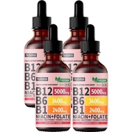 (4 Pack) Vitamin B12 and B6 Liquid Drops, B12 Sublingual Vitamin B Complex - B 12 Vitamin 5000mcg - 