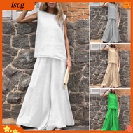 Women Two Piece Set Casual 2-piece Set Womens Summer 2-piece Outfit Sleeveless Tank Top Wide Leg Pan