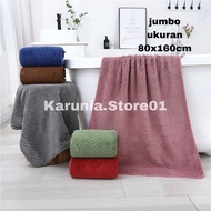 80x160cm Handuk Mandi Jumbo Mikrofiber Tebal Lembut Daya Serap Tinggi Motif Polos