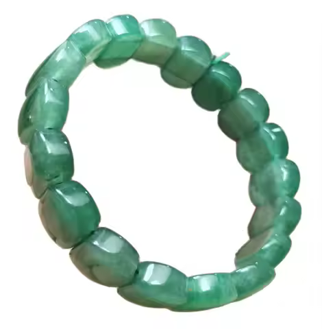 Natural Green China Aventurine Jade Rectangle Bead Stretchy Bangle Bracelet