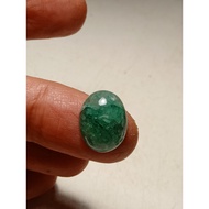 BATU ZAMRUD8.70 ct. ZAMBIA ASLI Natural Green Emerald Gemstone Cabochon Cut ..15 X 11 X 6 MM + IKAT CINCIN