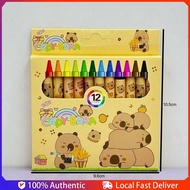 12Pcs Capybara Mini Anime Crayon Kawaii Student Graffiti Pen Cartoon Crayon Stationery
