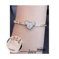 Adult Gem Mickey Titanium Bangle Bracelet Stainless Steel Rt91