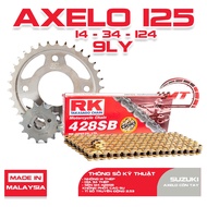Suzuki Axelo 125cc 9mm RK gold chain sprocket imported from Malaysia