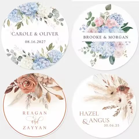Personalized thank-you stickers 96 Pieces of Customized Circular Labels, Personalized Name, Date, Th