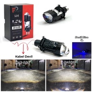 Ze 5 Lite Blue Lens H4 Projector Headlight with DEVIL Eye Plus Full Aluminum Cooling Fan