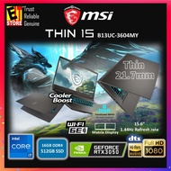 MSI LAPTOP THIN 15 AI B13UC-3604MY GAMING (I7-13620H/16GB /512GB/15.6 FHD 144HZ/4GB RTX 3050/ W11/BA