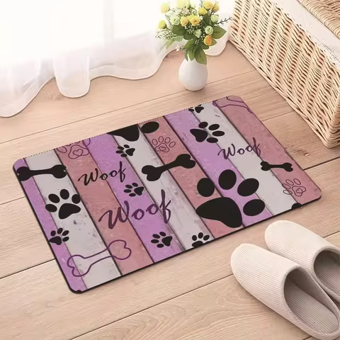 Cat dog paw print diatom mat pet eating splash mat anti-skid absorbent household bathroom mat pet su