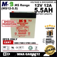 MSB MS RANGE BATTERY 12V 5.5 AH 5.5ah 66Wh Solar Deep Cycle Rechargeable Battery for Solar UPS Campi