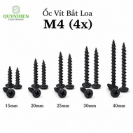 M4 Taiwan Black Pointed Threaded Screws for Speaker Mounting, Wood, Plastic Sizes From 15mm to 40mm