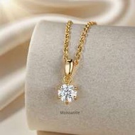 1 925 Silver 0.5ct 6 Claw Round Transparent Colorless Mosan Diamond Necklace, Suitable For Wedding B