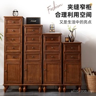Solid Wood Bedroom Storage Cabinet Crack Narrow Cabinet J Drawer Type & Side Retro Storage Drawer Ca