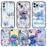 for iPhone 14 15 16 Pro Plus Max Cartoon Stitch Casing 6Y1 Black TPU Soft Silicone Phone Case