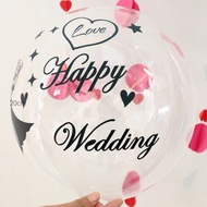 Happy Wedding I Love You PVC Sticker for Balloons Bubble Clear Helium Balloon Birthday Wedding Valen