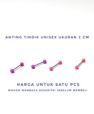ANTING TINDIK PRIA ANTING TINDIKANTING BARBEL 2 CM ANTING WARNA PINK/UNGU