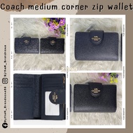 Coach Medium Corner Zip wallet พร้อมส่งที่ไทย ของแท้ จากOutlet อเมริกา ดำ