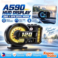 A590 Car Head Up Display HUD OBD+GPS Dual System Digital Scanner Speed Gauge Display Speedometer
