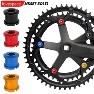 LOVESPACE 5Pcs M8 Alloy Bicycle Crankset Bolts 6.5/8.5mm Single Double Chainrings Screw Outer Nut Di